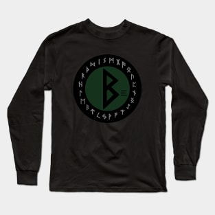 Green Berkana Futhark Rune Symbol Long Sleeve T-Shirt